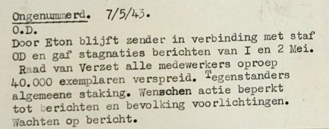 Telegram van de Raad van Verzet